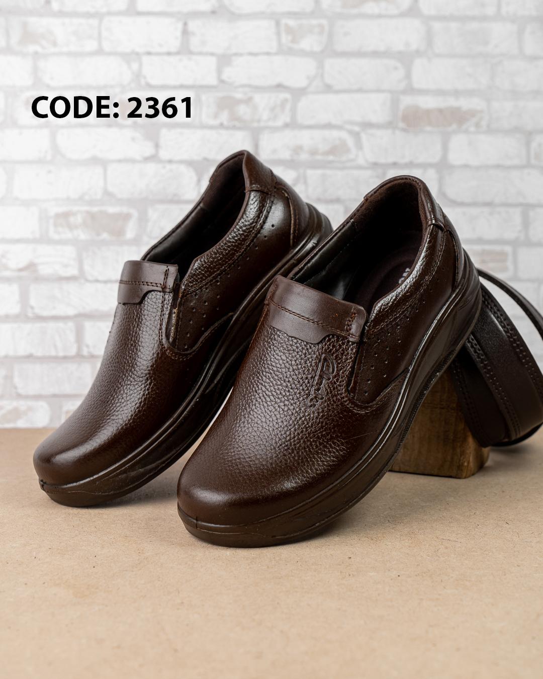  کفش مردانه بدون بند چرمی تمام قهوه ای سوخته Clarks 2361 