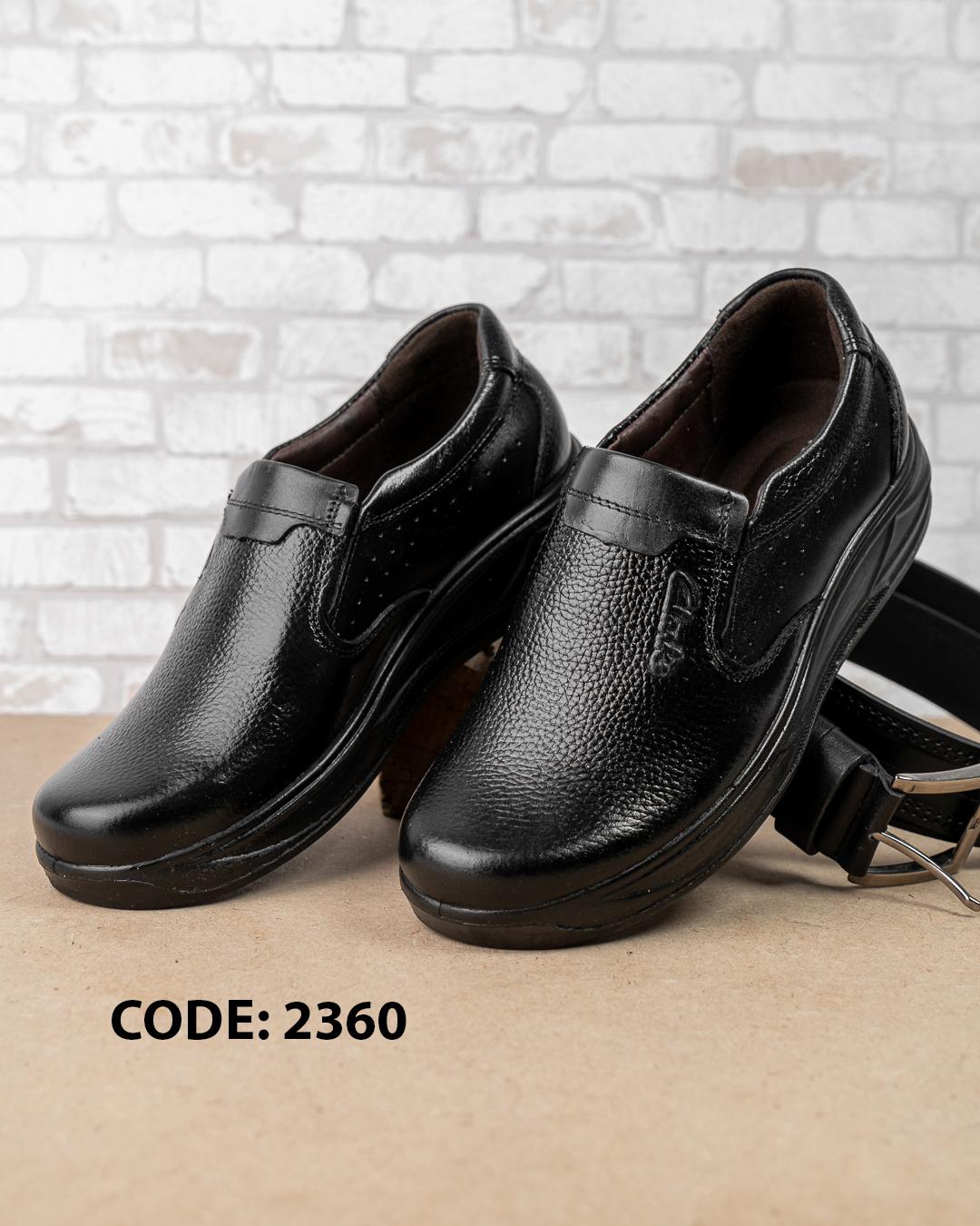  کفش مردانه بدون بند چرمی تمام مشکی Clarks 2360 