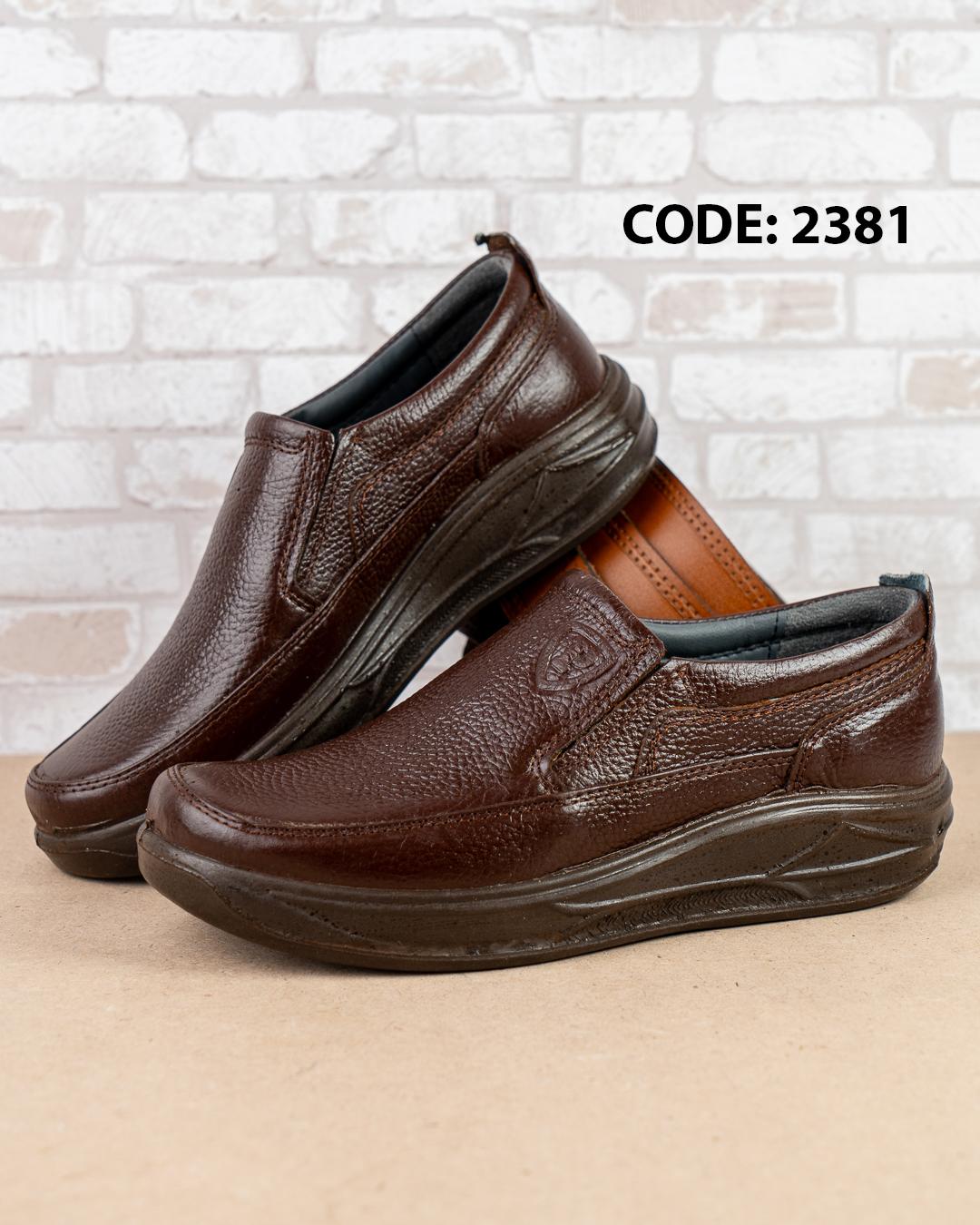  کفش بدون بند تمام قهوه ای سوخته P 2381 