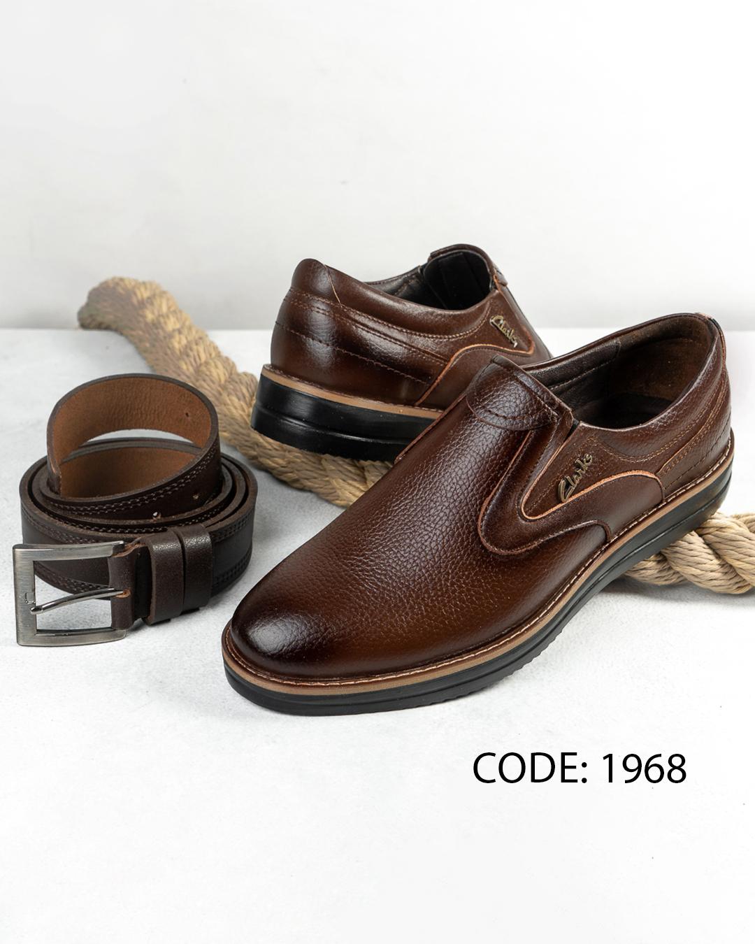  کفش مردانه بدون بند کلارک قهوه ای زیره عسلی مشکی 1968 